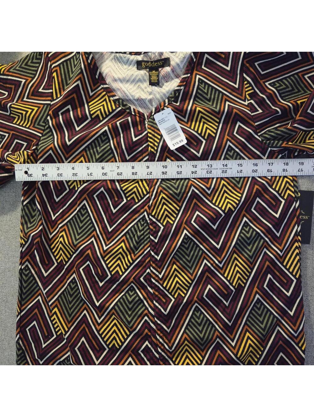 Goddess Geometric Patterned Drawstring Top, Size M - Picture 4 of 7